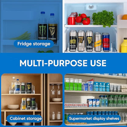 Dwella Drink Organizer for Fridge with Pusher Glide, 5 Rows Spring Loaded Fridge Drink Dispenser, Self Pushing Soda Can Organizer for Refrigerator, Bottle Beverage Organizer for Fridge Drink Holder