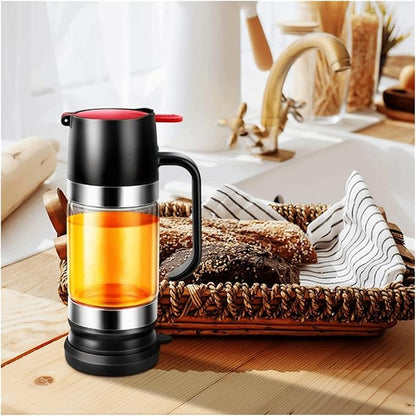 Kitchen Tool 300ml Glass Honey Dispenser Clear with Handle Honey Jar Syrup Bottle for Coffee Tea Home Use(Black-300ml)