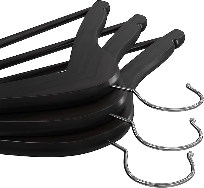 Utopia Home Premium Wooden Hangers 20 Pack - Durable & Slim Coat Hanger - Suit Hanger with 360-Degree Rotatable Hook - Wood Hangers with Shoulder Grooves (Black Color)