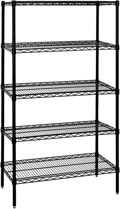 Quantum Storage Systems WR74-3072BK Wire Shelving Starter Kit, 72" W x 30" D x 74" H, 600 lbs Capacity, Carbon Steel, Epoxy Coated, Black, NSF