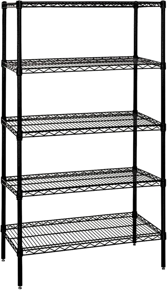 Quantum Storage Systems WR74-3072BK Wire Shelving Starter Kit, 72" W x 30" D x 74" H, 600 lbs Capacity, Carbon Steel, Epoxy Coated, Black, NSF