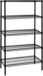 Quantum Storage Systems WR74-3072BK Wire Shelving Starter Kit, 72" W x 30" D x 74" H, 600 lbs Capacity, Carbon Steel, Epoxy Coated, Black, NSF
