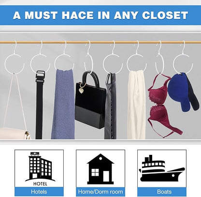 Yaocom 4 Pack Belt Hangers for Closet Rotatable Belt Ring Hook Tie Rack Holders Closet Hanger Organizer for Ties Scarves Baseball Cap Wardrobe Accessory Storage(White)