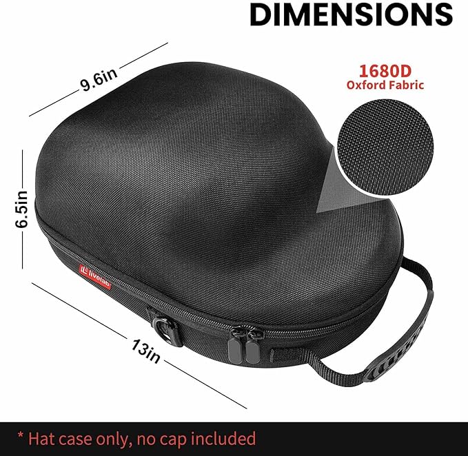 Livelab Hat Case, Hard Hat Case for Baseball Caps, Hat Storage with Carrying Handle & Shoulder Strap, Hat Organizer Protects Up to 6 Hats, Perfect for Travel & Home Storage - Black