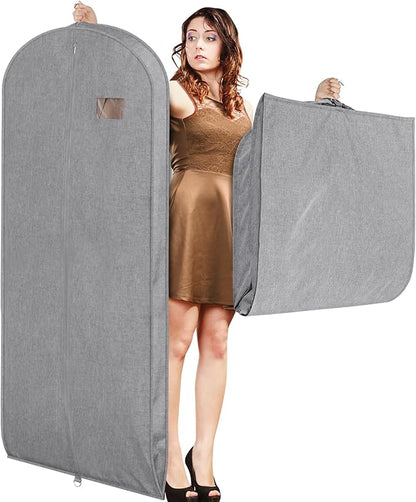 Univivi Garment Bags for Hanging Clothes, 60 Inch Suit Cover Bags for Closet Storage, Hanging Clothes Bag with Zipper and Eye-Hole for Suits, Coats, Jackets, Shirts, 1 Pack - Gray