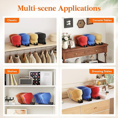 Lifewit 3 Pack Hat Organizer for Baseball Caps, Hat Storage Rack for 21 Ball Caps, Hat Stand Shelf for Trucker Hat and Golf Cap in Closet, Bedroom, Dresser, Black