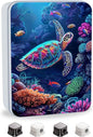 Metal Tin Box with Lid for Game Cards Home Large Organizer Candles Keys Crafts Storage - Comes with 4 Magnetic Cord Clips，Sea Turtle