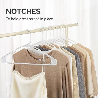 Plastic Hangers - 50 Pack, Space Saving, Durable, White Hangers for Everyday Use and Dorm Room Essentials