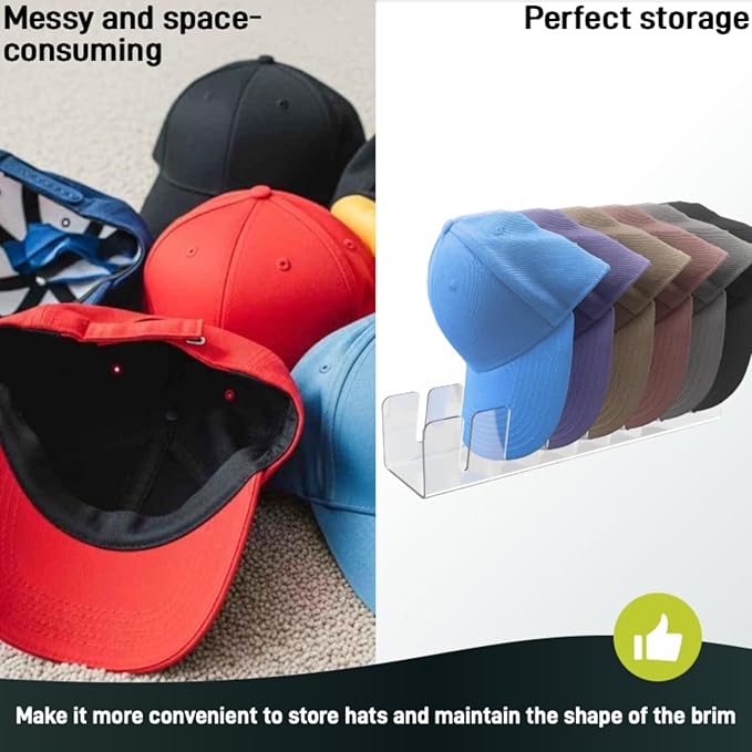 Hat Stands, 14-Slot Baseball Cap Organizer Rack, Clear Acrylic Hat Holder for Wall/Door/Closet-SpaceSaving Display &Dust-Proof Storage for Caps, Fitted Hats