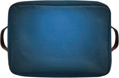 YETTASBIN Blue Solid Color Storage Basket 2pc, Large Collapsible Toys Clothes Organizer, Durable Canvas Storage Bin with Handle for Shelves Closet Laundry Home Office Decor
