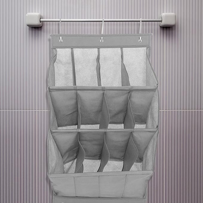 CALLARON Foldable over Door Shoe Organizer 12-grid Hanging Storage Rack Breathable Mesh Shoe Holder for Sneakers Boots Slippers Closet Door Storage