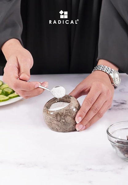 Radicaln Marble Salt Cellar with Lid 3" Inch Oceanic Salt Jar & Spice Storage Containers For Kitchen Countertop, Ideal Sugar Bowl & Salt dish For Table