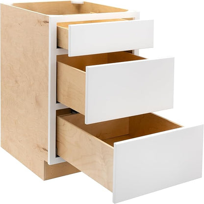 Quicklock RTA (Ready-to-Assemble) | Base Kitchen Cabinets - Shaker Style | Made in America (Pure White, 21" W x 34.5" H x 24" D 3 Drawer Pots and Pans)