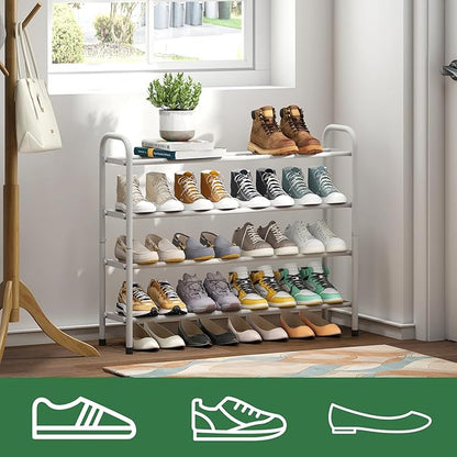 kiplant Expandable Shoe Rack, 4-Tier Expandable Metal Shoe Rack,Shoe Shelf for Closet, Entryway & Hallway