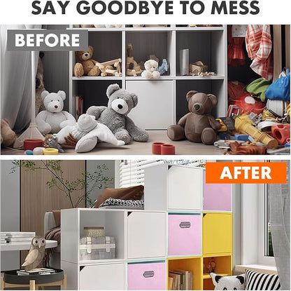 ShellKingdom Storage Bins, Foldable Fabric Storage Cubes And Cloth Storage Organizer Drawer with Metal Handle For Closet And Toys Storage, 11 X 10.5 X 10.5 INCH, 2 Pack (Pink)