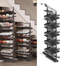 Pull-Out Shoe Rack Organizer for Closet Shoe Cabinet,Adjustable Height Retractable Metal Stackable Shoe Rack, Vertical Shelf Organizer for Small Bedroom Closet, Space Saving Storage, Black(58cm,11 Tie