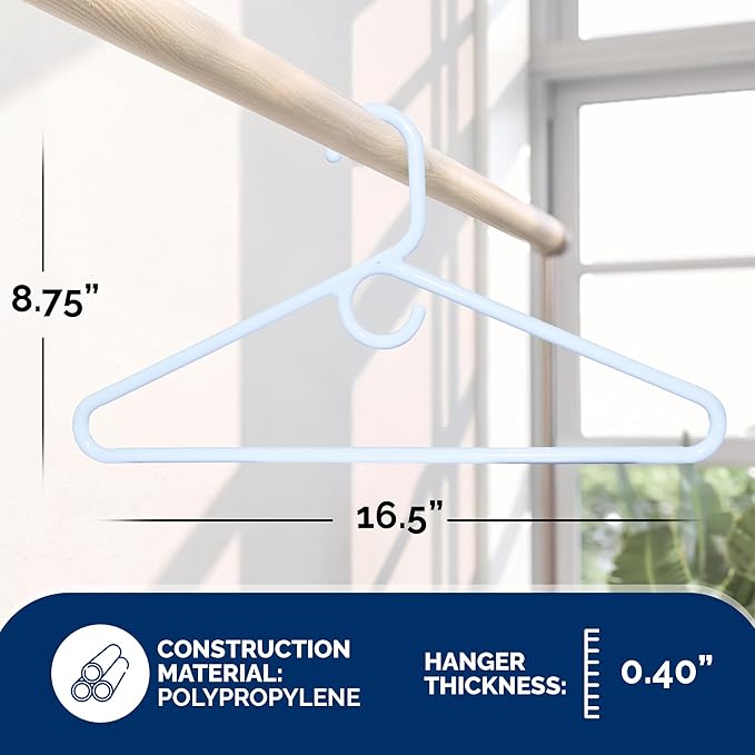 Super Heavy Duty Plastic Hangers, Made in USA, White Super Heavy Weight Hanger, 24 Pack
