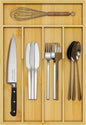 Youpehom Bamboo Utensil Organizer for Kitchen Drawers, Utensil Tray and Cutlery Silverware Holder,Wood Drawer Dividers with 5 Slots