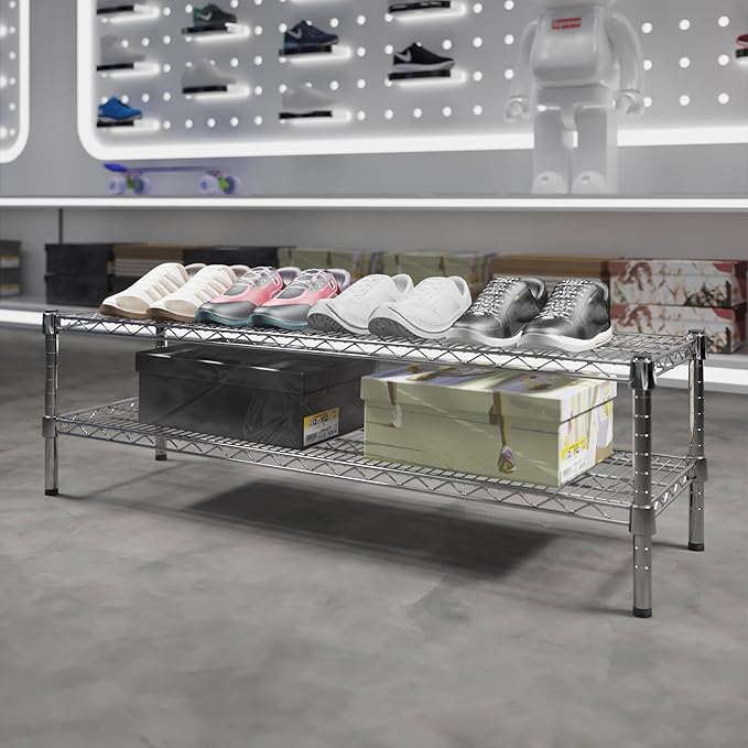 14" Deep x 48" Wide x 14" Height Wire Shelving Kit | 2-Tier | NSF Commercial Storage Rack Unit