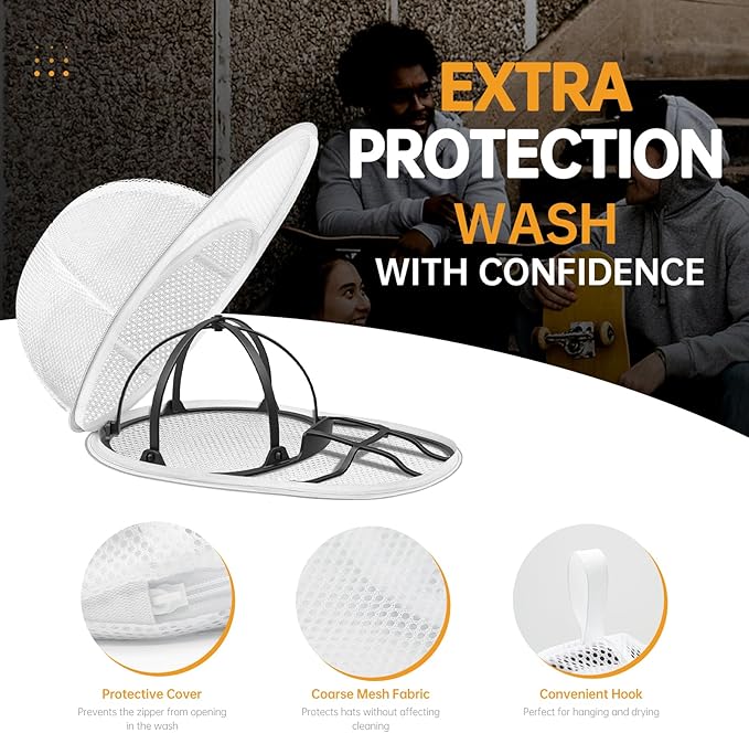 Hat Washer Cage, Collapsible Baseball Cap Washing Cage - Hat Holder for Washing Machine & Dishwasher – Ball Cap Cleaner, Shaper & Protector Form Mold with Rack for Laundry