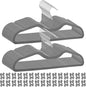Pants Hangers Non Slip, 30 Pack Velvet Hangers for Closet with 30 Hooks, Slimline Space Saving Pants Hanger, Strong Durable Space Saving Flocked Hangaers for Pants/Shirts/Bra/Shorts (Grey-M-Shape)