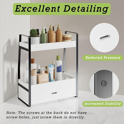 Boulphia 2-Tier Bathroom Organizer Countertop, Bathroom Sink Organizer Countertop, Vanity, Counter Shelf, White
