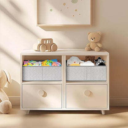 DIMJ Trapezoid Storage Bins for clothes - 4 Packs Closet Organizers and Storage Baskets, Foldable Closet Baskets with Handles and Divider, Closet Storage Bin Toybox for Shelves Living Room Bedroom