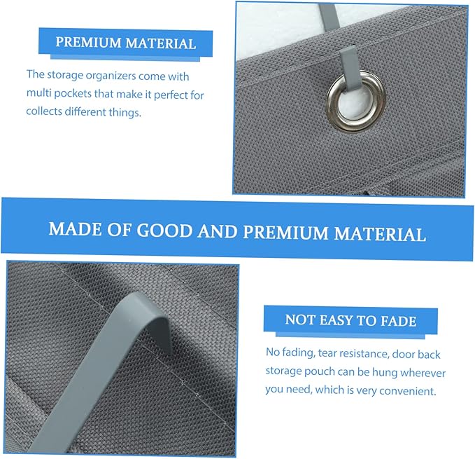 Happyyami 1Set Multi Layer Closet Hanging Pouch Over the Door Storage Organizer for Shoes Craft Supplies and Essentials Easy Install No Tools Needed Grey