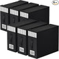 StorageTastic 6 Pack Bed Sheet Closet Organizers and Storage,Sturdy Foldable Storage Containers with Window and Label,Storage and Organization for Bedding Sheets,Duvet Covers,Blankets (Black)
