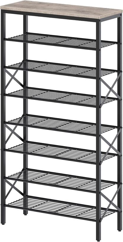 YATINEY 8 Tier Shoe Rack, Shoe Storage Organizer, Large Capacity Shoe Shelf Holds 32 Pairs of Shoes, Sturdy and Stable, for Entryway, Hallway, Closet, Dorm Room, Greige and Black SS08BG