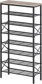 YATINEY 8 Tier Shoe Rack, Shoe Storage Organizer, Large Capacity Shoe Shelf Holds 32 Pairs of Shoes, Sturdy and Stable, for Entryway, Hallway, Closet, Dorm Room, Greige and Black SS08BG