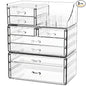 Acrylic Clear Make up Organizers And Storage for Vanity,Bathroom Skincare Organizer With 8 Drawer for Dresser,Plastic Desk Accessories Organization,Cosmetic Organizer Countertop for Beauty,Skin Care
