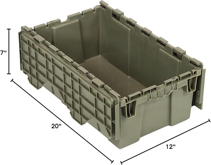 Quantum QDC2012-7 Distribution Bin, Heavy Duty Attached Top Container, 11-9/16"W x 19-5/8"L x 7-1/2"H Overall Size, Gray