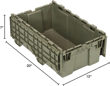 Quantum QDC2012-7 Distribution Bin, Heavy Duty Attached Top Container, 11-9/16"W x 19-5/8"L x 7-1/2"H Overall Size, Gray