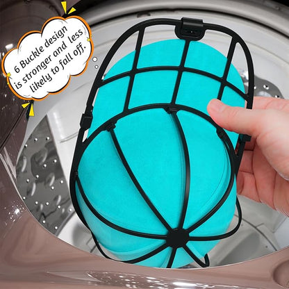 Hat Washer Cage for Baseball Caps Washing Machine Dishwasher Cap Cleaner Frame Washing for Adult Kids Ball Hats (Black-2 Pack)
