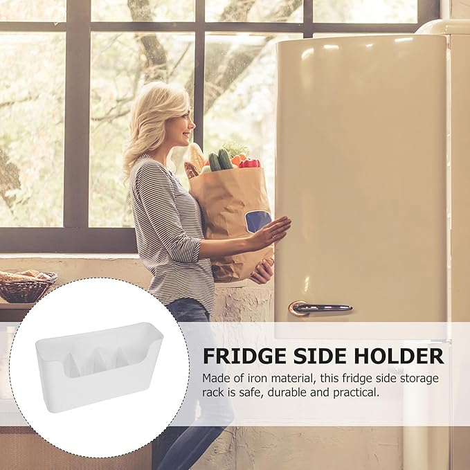 Kitchen Cabinet Door Organizer Hanging Storage Basket Large Plastic Storage Bin Adhesive Wall-mounted Sundries Holder for Refrigerator Side