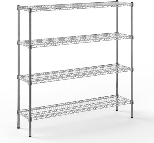 14" Deep x 54" Wide x 54" Height Wire Shelving Kit | 4-Tier | NSF Commercial Storage Rack Unit