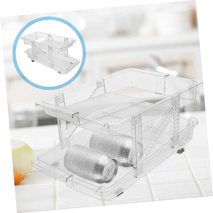 PRETYZOOM Soda Can Organizer for Refrigerator and Transparent Design Multi-functional Beverage Dispenser for Fridge Kitchen and Office Use