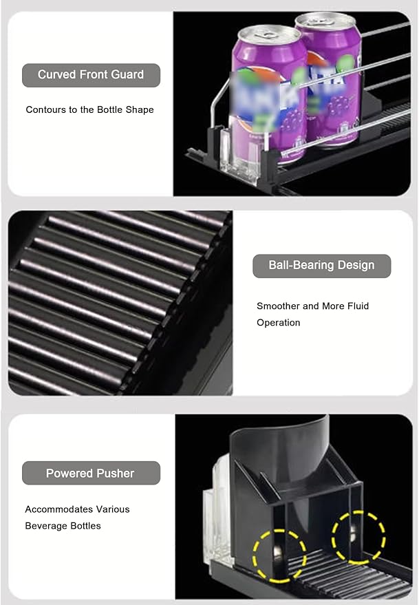 Fridge Automatic Can Dispenser Drink organizer for fridge Grab-and-Go, Auto-Restocking(6.5 x 49 cm)