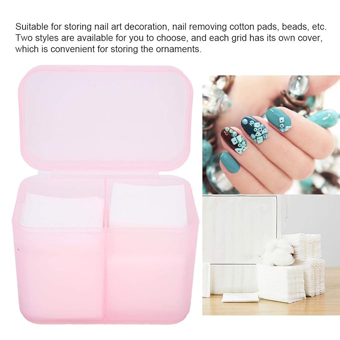 Dioche 2 Grids Nail Storage Box Nail Polish Remover Pad Storage Container Cosmetic Storage Box Organizer Holder Cotton Film Box for Nail Tools, Cosmetics And Crafts Storage Boxes()