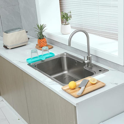 MicoYang Silicone Bathroom Soap Dishes with Drain Spout-Bathroom and Kitchen Sink Organizer,Sponge Holder,Dish Soap Tray,Perfect for Dispenser,Scrubber,Bottle,Cup on Sink or Counter-Mint 12"×4"