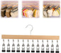 Closet Organizer with 12 Clips, 2026 New Space Saving Hanging Closet Organizer, Hat Scarf Clothespins for Legging Jeans Skirts Socks Pant Hangers (Wood-12 Clips, 1 Pcs)