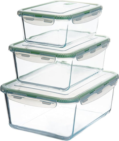AGTRADE X-LARGE Glass Food Storage Containers with Lids Baking Dish Set Glass Storage Containers with Locking Lid Set 3-120 oz/70 oz/35 oz - Large Meal Prep Storing Serving Food Leakproof Ovensafe