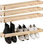 4 Pcs Wood Wall Mounted Shoe Rack 30 Inch Wall Mounted Shoe Rack for Narrow Spaces Footwear Holder Space Saving for Closet Mudroom Entryway
