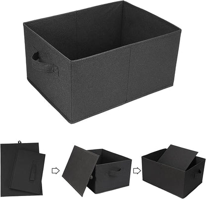 Clothings Collapsible Storage Bins, Foldable Organizers and Storage Baskets Cube Storage Bin for Bedroom Living Room (4 Pack) (Black, 15.4x11.4x7.9inch)