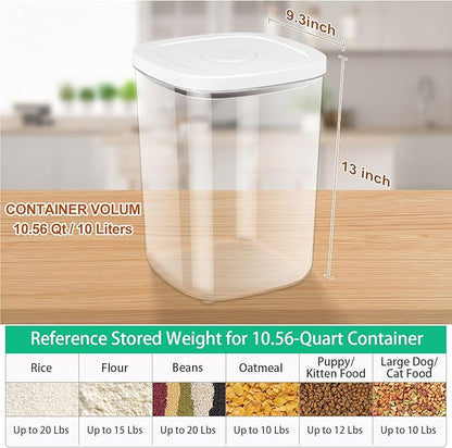 TBMAXS Airtight Rice Container 20 Lbs, Clear PET Plastic Food Storage Container Bin For Flour Sugar, Dry Food Holder with Easy Locking Lid for Kitchen Pantry Organization and Storage