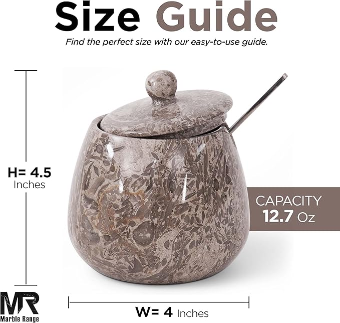 Oceanic Marble Salt Cellar with Lid – 4.5 Inch Table Salt Container, Salt Jar, Salt Dish, Salt Holder, Spice Jar, Sugar Bowl, Celtic Salt, Kitchen Countertop Decor