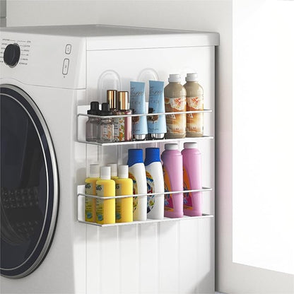 Magnetic Spice Rack for Refrigerator Magnetic Fridge Shelf for Kitchen Spice Organizer Magnetic Shelf for Fridge Space Saving White 2 Pack with Magnetic Paper Towel Holder