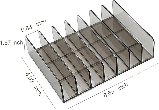 2 Pack Makeup Palette Organizer, 7-Slot Acrylic Eyeshadow Palette Organizer for Drawer or Vanity, Smoky Gray Cosmetic Holder for Palettes, Lipsticks & Compacts