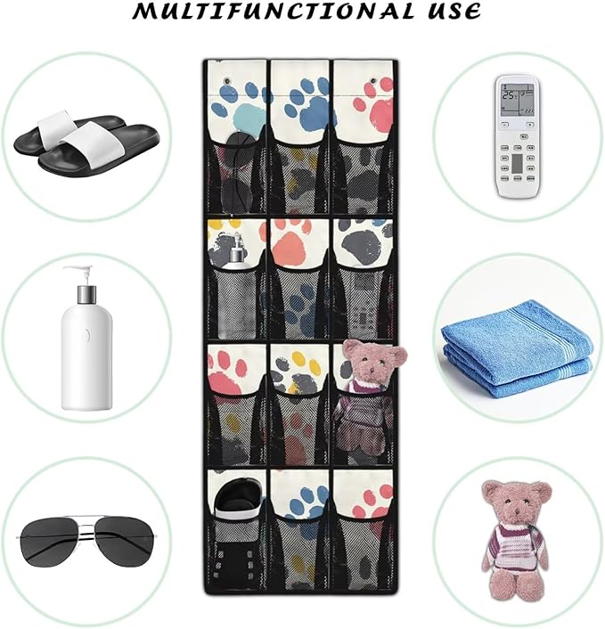Generic Dog Paw Over Door Storage Organizer Wear-Resistant Over The Door Storage Organizer Laundry Space Saving Hanging Closet Organizer for Small Apartments College Dorm